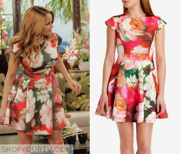 Jessie Season 3 Episode 26 Jessies Rose Printed Skater Flare Dress Shop Your Tv 