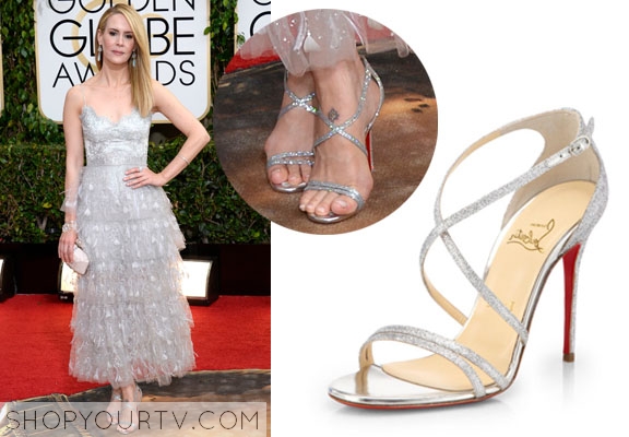 2014 Golden Globe Awards: Sarah Paulson’s Silver Sandals | Fashion ...