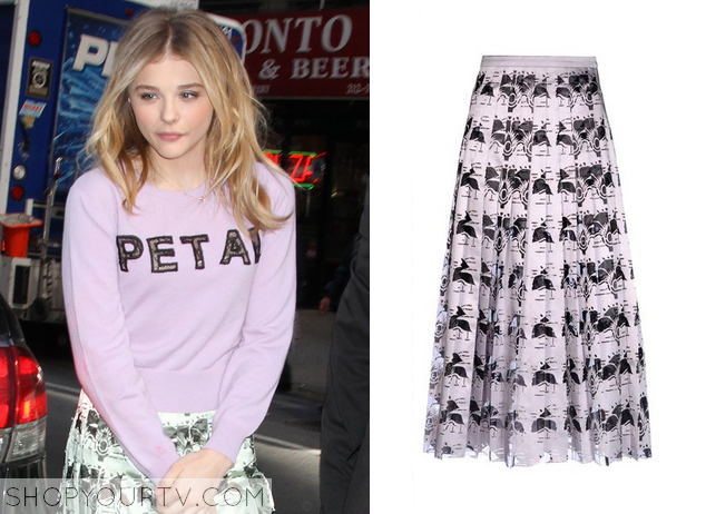 The Today Show: Chloe Grace Moretz's Green Printed Midi Skirt | Shop ...