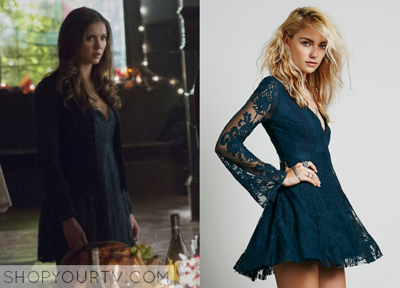 The Vampire Diaries: Season 6 Episode 8 Elena's Lace Applique Flare Dress