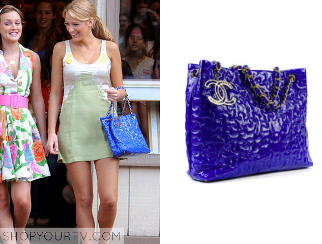 Gossip Girl: Season 2 Episode 1 Serena's Blue Puzzle Quilted Bag