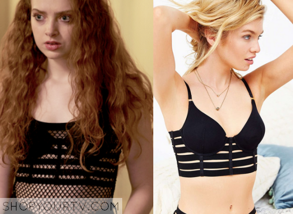 Gracie Rollins (Zoé de Grand’Maison) wears this black caged strap bra in th...