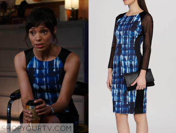 Bones: Season 10 Episode 11 Camille's Black & Blue Colorblock Dress