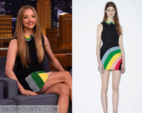 The Tonight Show: June 2015 Amanda Seyfried Rainbow Striped Collar ...