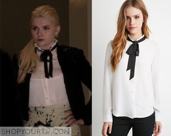 Scream Queens: Season 1 Episode 1 Chanel #5's Self-Tie Neck Blouse