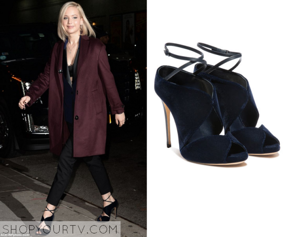 Late Show: December 2015 Jennifer Lawrence's Blue Cut Out Shoes | Shop ...