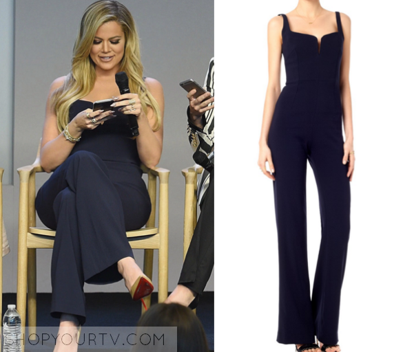 Khloe Kardashian black and white print jumpsuit at Dash in Los Angeles on  September 9 - Celebrity Style Guide