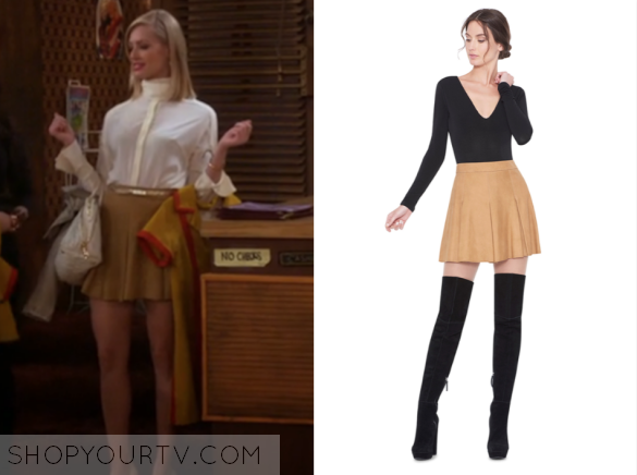 ALICE + OLIVIA 'LEE' PLEAT SUEDE SKIRT