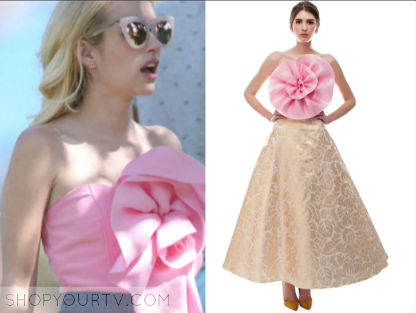 WornOnTV: Chanel's pink CC top and front button skirt on Scream Queens, Emma Roberts