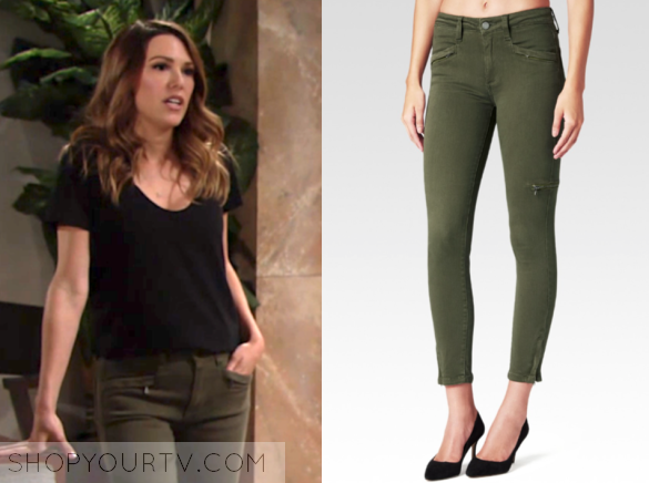 PAIGE Womens Daryn Zip Ankle Jeans-Olive Leaf