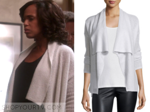 Scandal Season 6 Episode 1 Olivia s White Cashmere Drape Cardigan