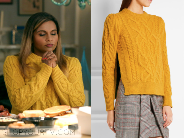 The Mindy Project: Season 5 Episode 8 Mindy's Yellow Cable Knit Sweater ...