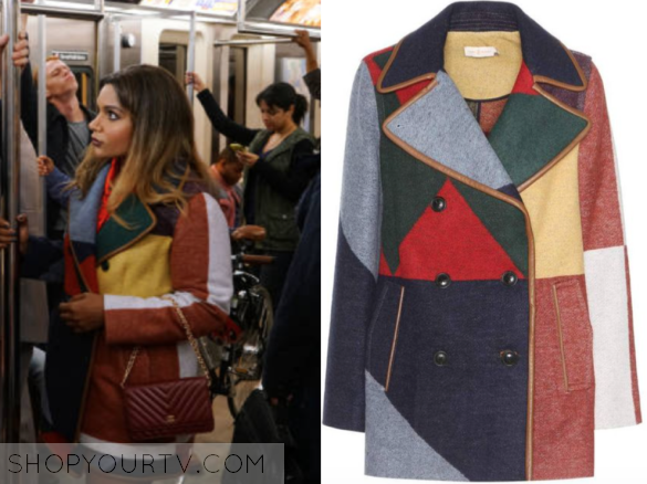 The Mindy Project: Season 5 Episode 13 Mindy's Multicolor Patchwork Coat |  Fashion, Clothes, Outfits and Wardrobe on | Shop Your TV