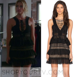 Pretty Little Liars: Season 7 Episode 11 Hanna's Lace Up Ruffle Dress ...