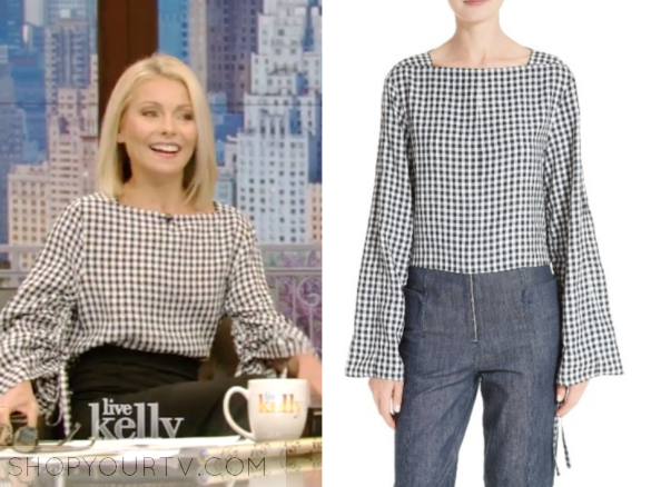 WOMEN'S TIBI GINGHAM CONVERTIBLE SLEEVE TOP