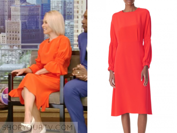 tibi SILK BALLOON SLEEVE DRESS