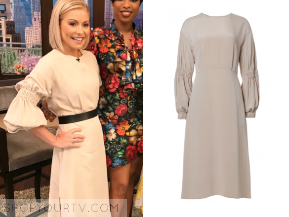 tibi SILK BALLOON SLEEVE DRESS