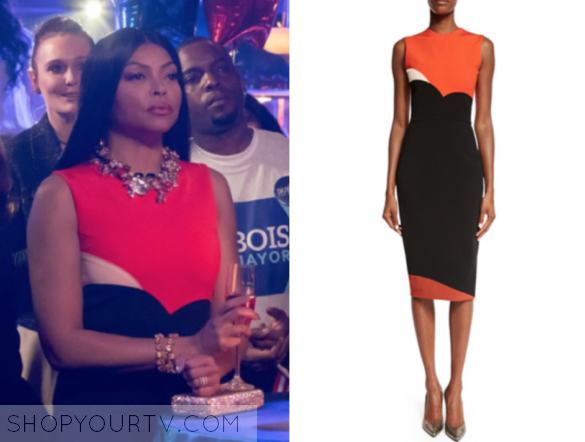 Victoria Beckham Sleeveless Heart Colorblock Sheath Dress, Sunset