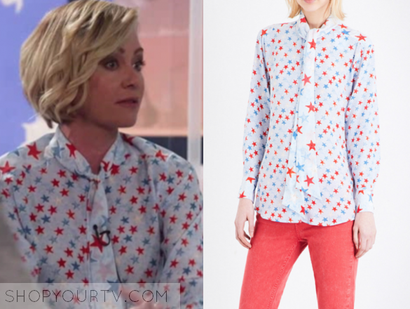 SANDRO SPACE TIE-NECK PRINTED SILK SHIRT