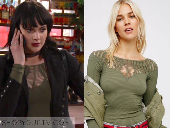 The Young and the Restless: May 2017 Tessa's Olive Green Cutout Top ...