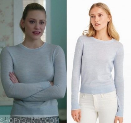 Riverdale: Season 1 Episode 13 Betty's Blue Scalloped Crew Neck Sweater ...