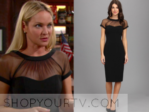 illusion yoke crepe sheath dress maggy london