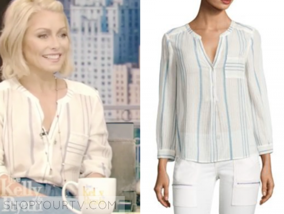 Live with Kelly and Ryan: June 2017 Kelly Ripa's White Split Neck ...