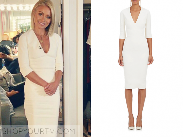 white v neck sheath dress