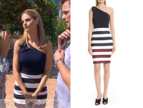 TED BAKER - HILILA ROWING STRIPE ONE SHOULDER DRESS