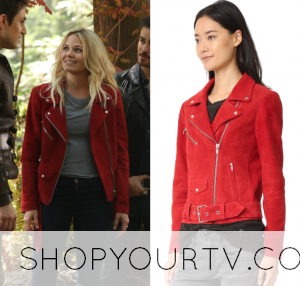 Once Upon A Time: Season 7 Episode 2 Emma's Red Suede Zip Moto Jacket ...