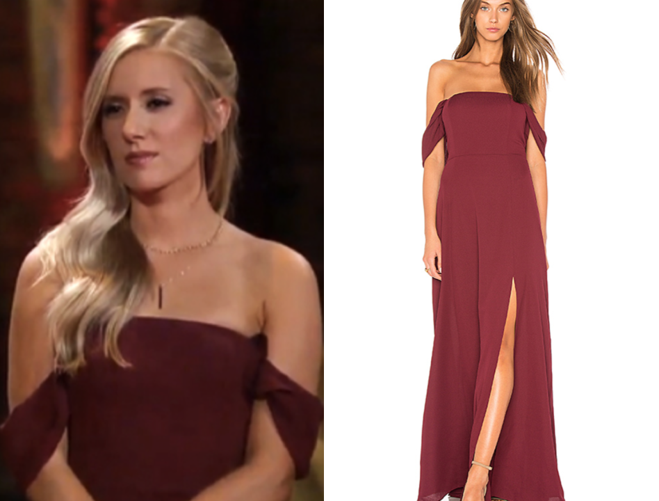 FRONT SLIT OFF THE SHOULDER MAXI DRESS IN MAROON J.O.A. J.O.A.