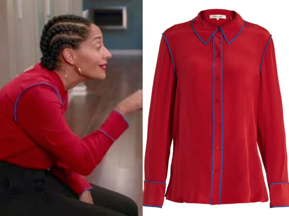 DIANE VON FURSTENBERG Point-collar silk-crepe shirt