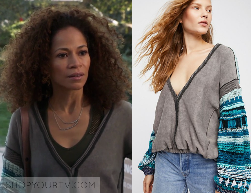 The Fosters: Season 5 Episode 18 Lena's Grey V Neck Knit Sleeve Sweater ...