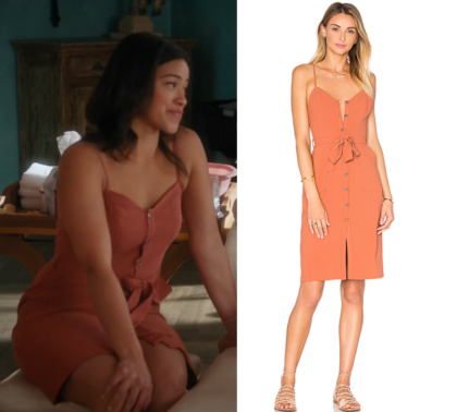 orange button front dress