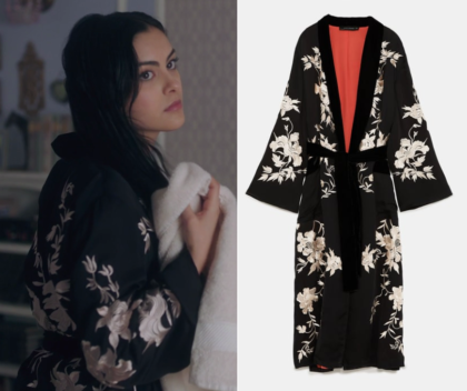 zara contrasting embroidered kimono