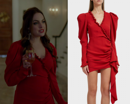 Dynasty: Season 2 Episode 6 Fallon's Red Ruffle Wrap Dress | Shop Your TV
