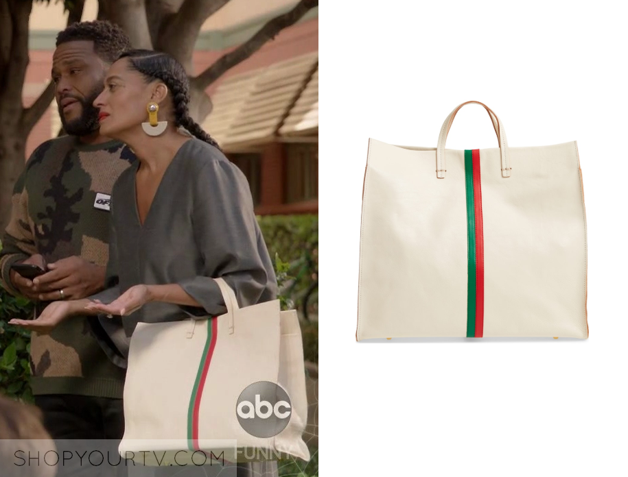 Blackish: Season 5 Episode 3 Rainbow's White Stripe Tote Bag | Shop Your TV