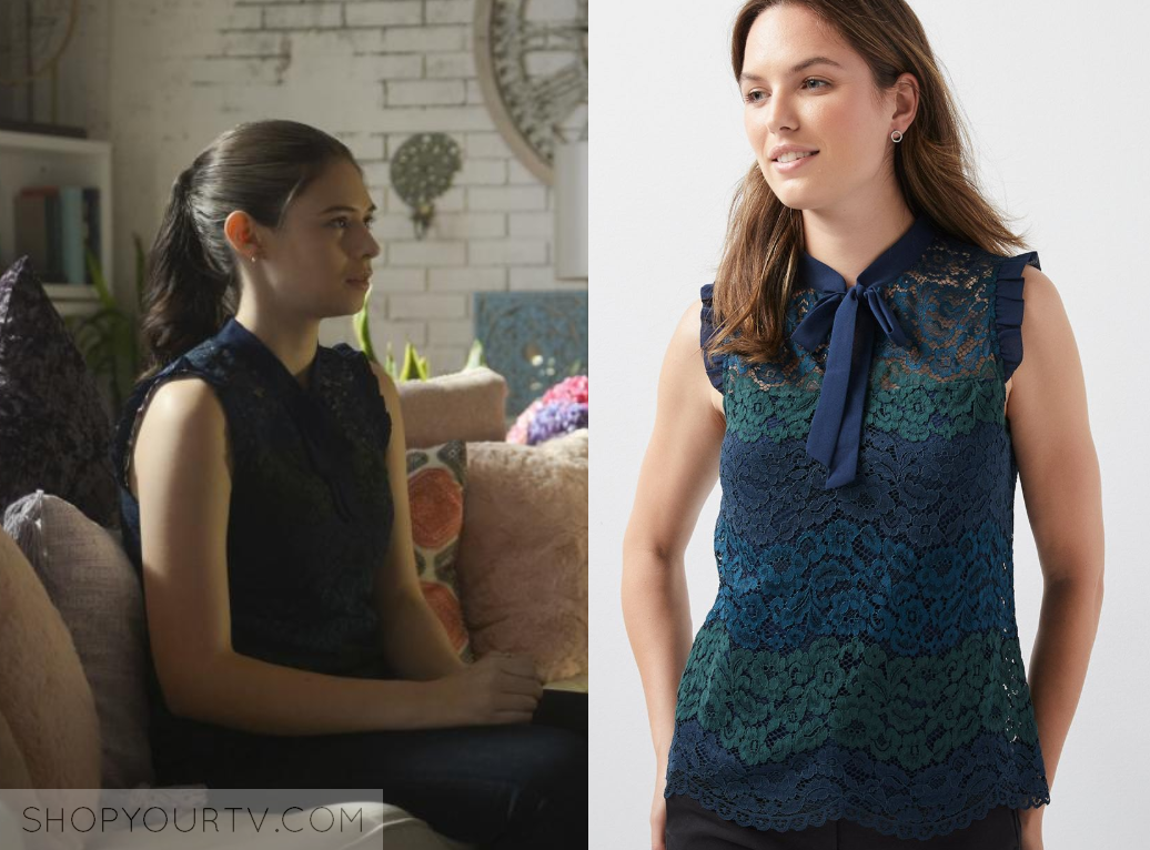 Supergirl: Season 4 Episode 8 Nia's Lace Panel Blouse | Shop Your TV