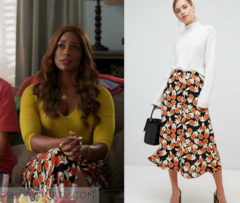 Single Parents: Season 1 Episode 11 Poppy's Button Printed Maxi Skirt ...