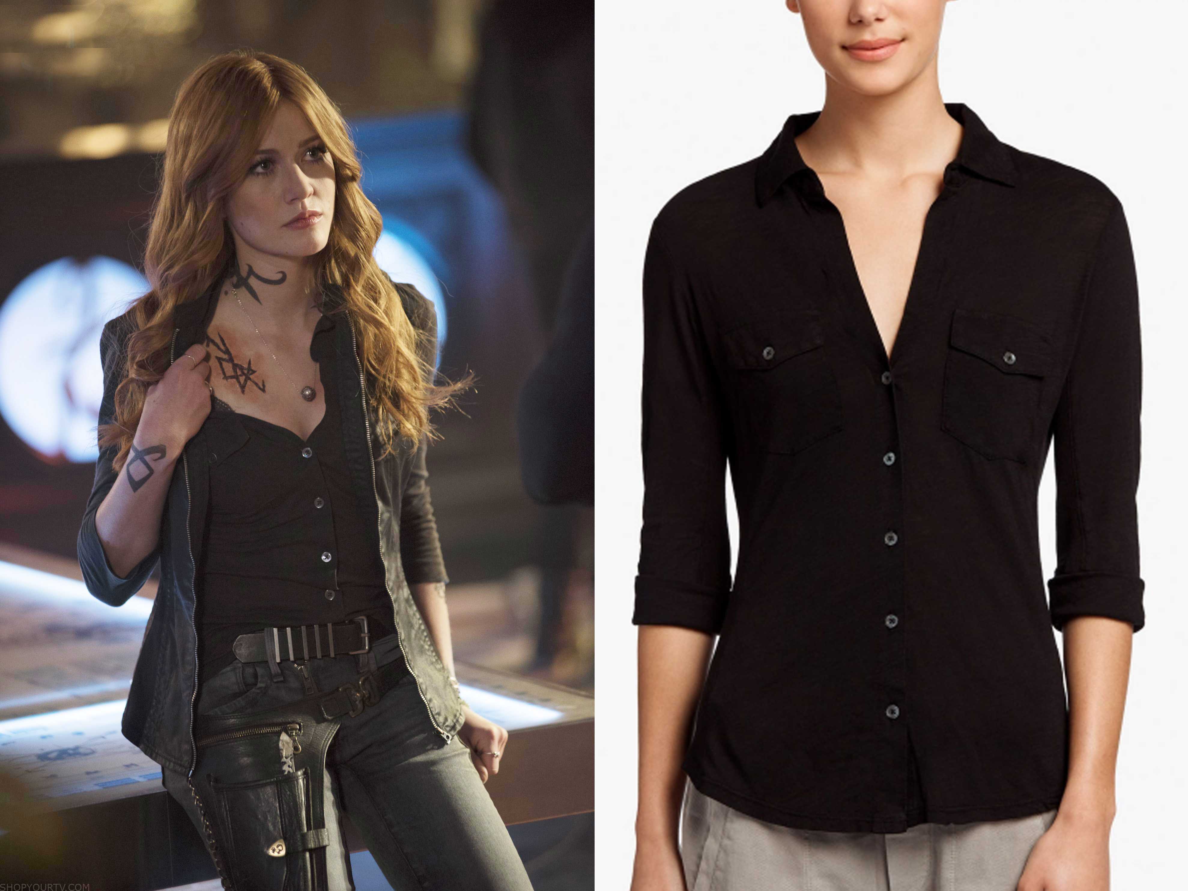 Shadowhunters: Season 3 Episode 13 Clary's Button Front Shirt | Fashion,  Clothes, Outfits and Wardrobe on | Shop Your TV