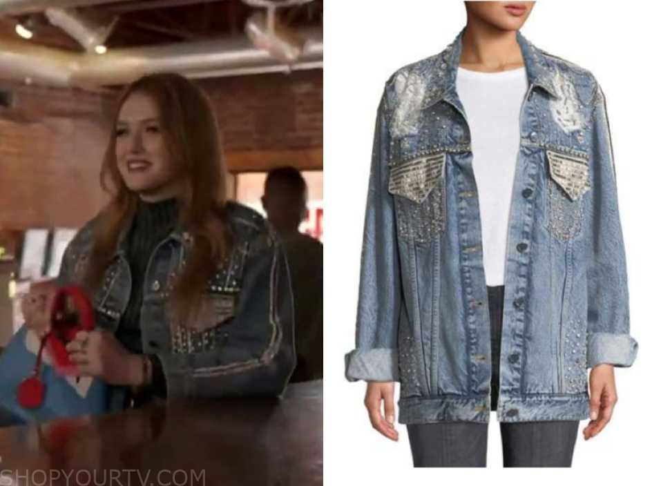 Dynasty: Season 2 Episode 16 Kirby's Embellished Denim Jacket | Fashion ...