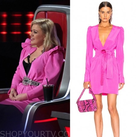 The Voice: Season 16 Kelly's Pink Wrap Dress | Shop Your TV