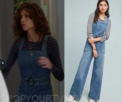 pilcro belted denim jumpsuit