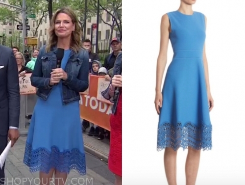 The Today Show: May 2019 Savannah Guthrie's Blue Lace Trim Sleeveless ...
