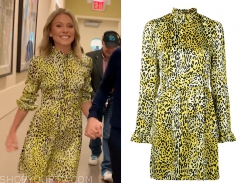 Live with Kelly and Ryan: May 2019 Kelly Ripa's Yellow Leopard Dress ...