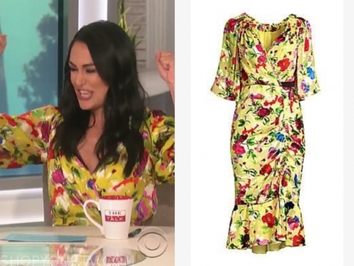 The Talk: May 2019 Brie Bella's Yellow Floral Midi Dress | Shop Your TV
