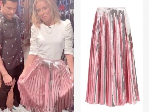 pink metallic pleated skirt