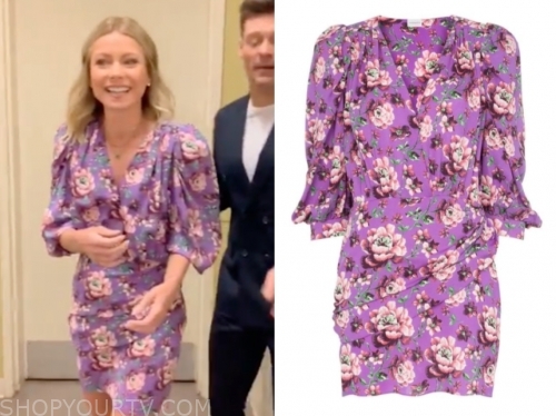 Live with Kelly and Ryan: June 2019 Kelly Ripa's Purple Floral Dress ...