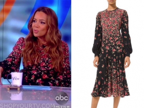 The View: June 2019 Sunny Hostin's Pink and Black Floral Midi Dress ...