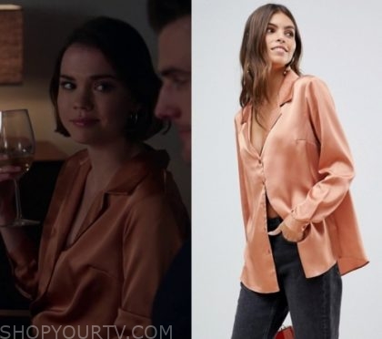 Good Trouble: Season 2 Episode 7 Callie's Orange Silk Blouse | Shop Your TV